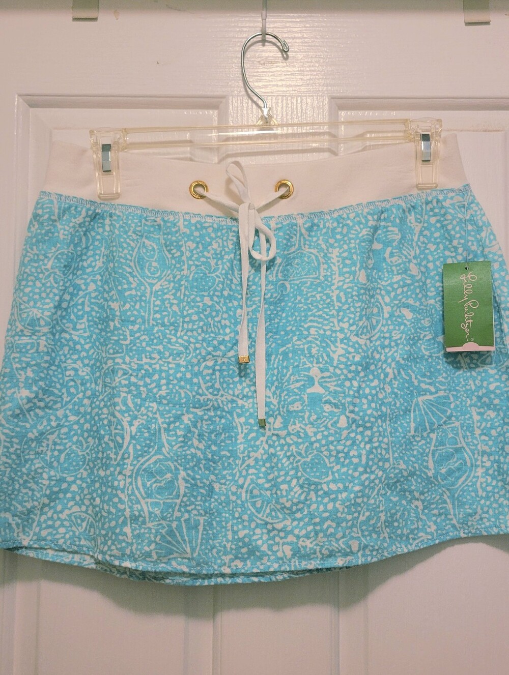 NWT Lilly Pulitzer Shorely Blue & White Hayden Skirt Size M